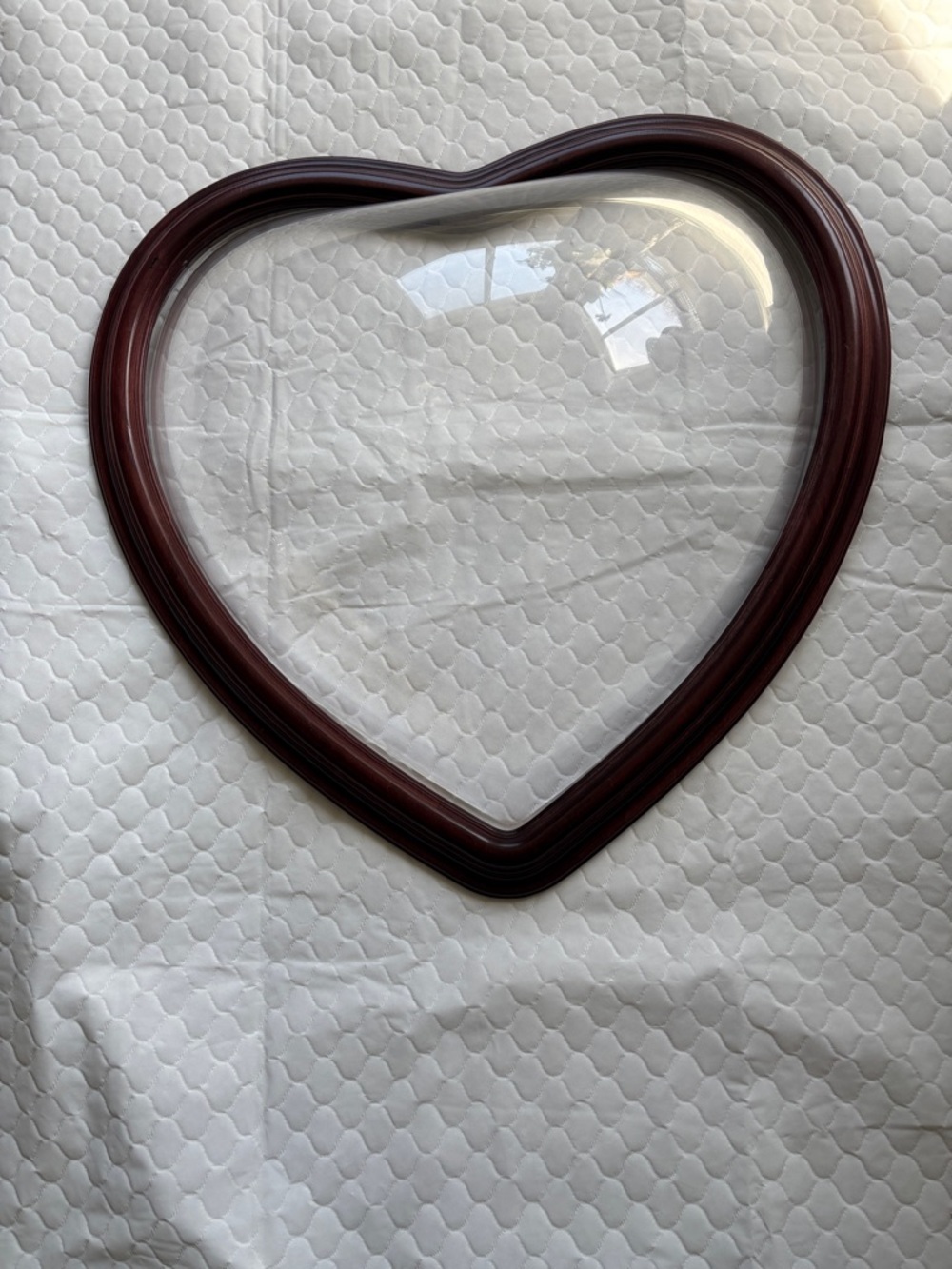 Unique 19” Heart-Shaped Wooden Picture Frame - with 6” deep acrylic “bubble”